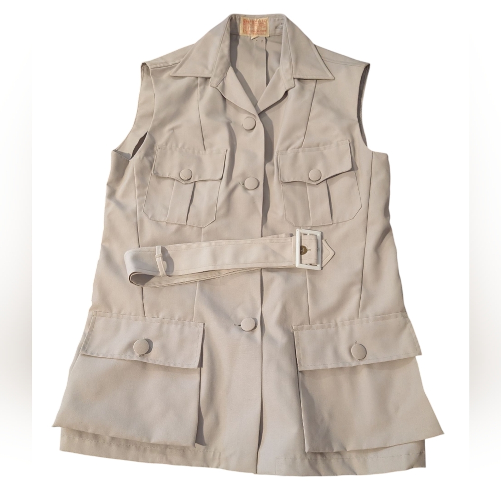 Vintage Colpro African‎ Safari Long Tan Jacket Vest Utility Rare Women's - Picture 2 of 7